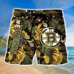 Bruins Hawaiian Shirt Big Logo Tropical Flower Boston Bruins Short