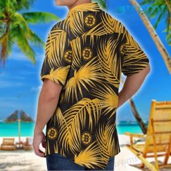 Bruins Hawaiian Shirt Gold Palm Leaves Pattern Boston Bruins Gift
