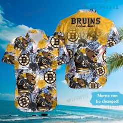 Bruins Hawaiian Shirt Mascot Hockey Flower Palm Leaf Boston Bruins Gift