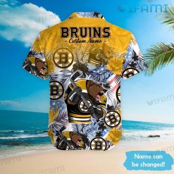 Bruins Hawaiian Shirt Mascot Hockey Flower Palm Leaf Boston Bruins Present Back