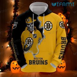 Bruins Hoodie 3D Skeleton Wearing Hat Logo Boston Bruins Gift