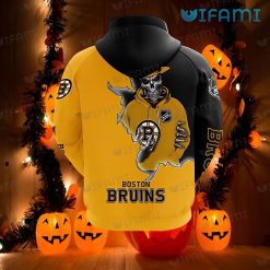 Bruins Hoodie 3D Skeleton Wearing Hat Logo Boston Bruins Present Back
