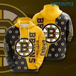 Bruins Hoodie 3D Yellow Black Logo Pattern Custom Boston Bruins Gift