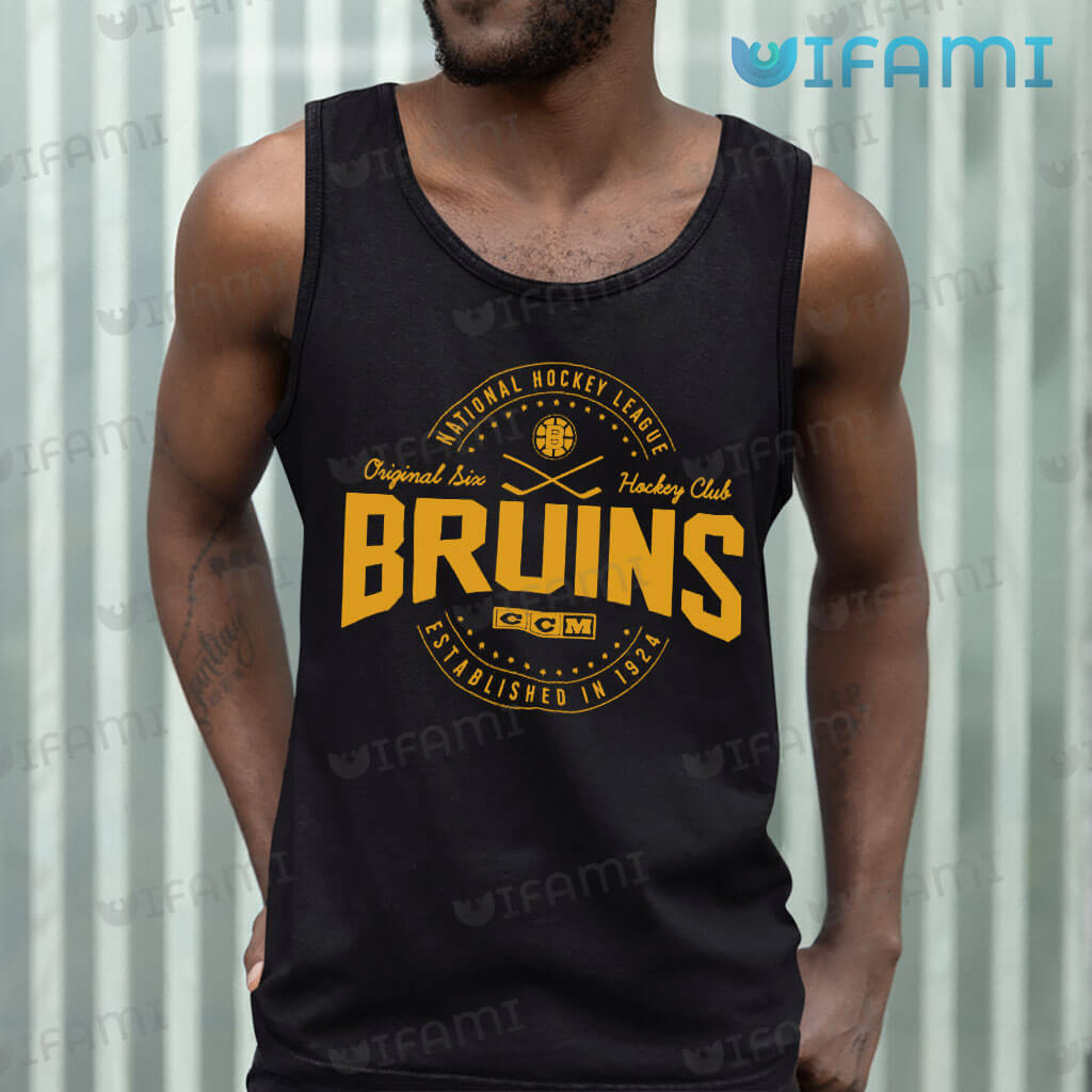 Original 6 label Boston Bruins national hockey league shirt