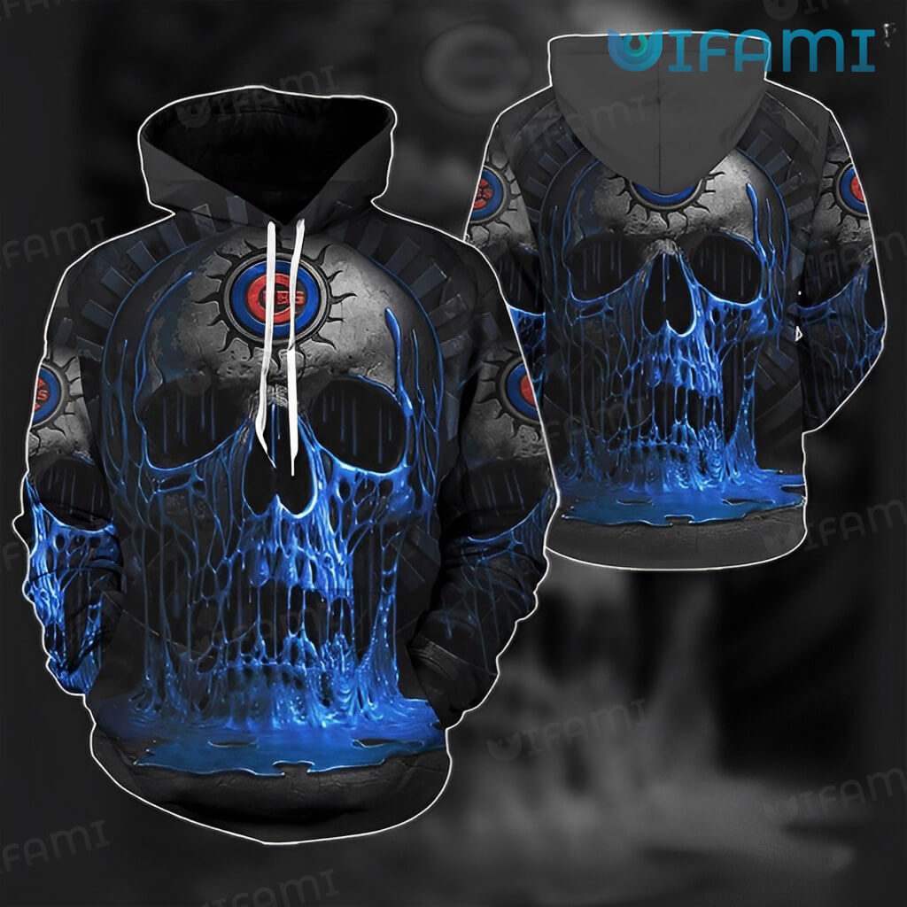 Chicago Cubs Hoodie 3D Melting Skull Paint Cubs Gift