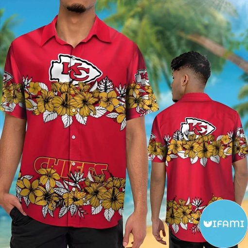 Chiefs Hawaiian Shirt Gold Hibiscus Tropical Leaf Kansas City Gift