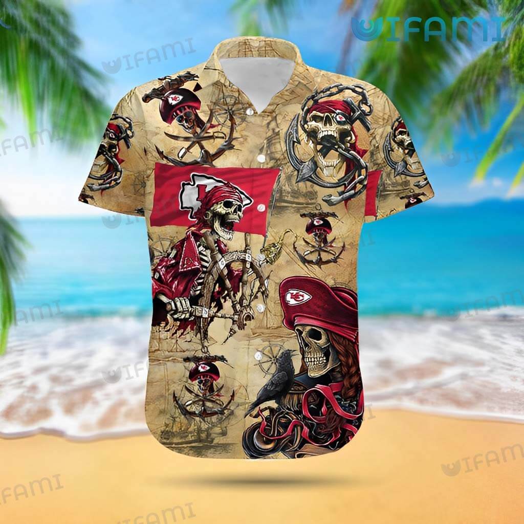 Kansas City Chiefs Hawaiian Shirt Pirate Skeleton - Shibtee Clothing