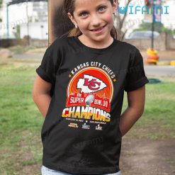 Chiefs Super Bowl Shirt Skyline LVII Champions Kansas City Chiefs Kid Tshirt