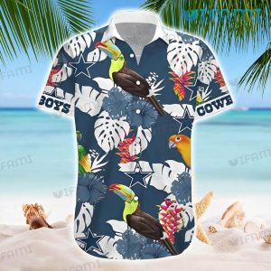 Cowboys Hawaiian Shirt Parrots Tropical Leaf Dallas Cowboys Gift