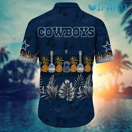 Cowboys Hawaiian Shirt Pineapple Guitar Tropical Leaf Dallas Cowboys Gift