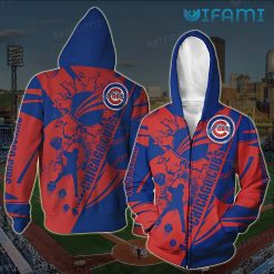 Cubs Zip Up Hoodie 3D Baseballer Stitches Logo Chicago Cubs Gift