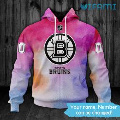 Custom Boston Bruins Hoodie 3D Breast Cancer Support Bruins Zipper