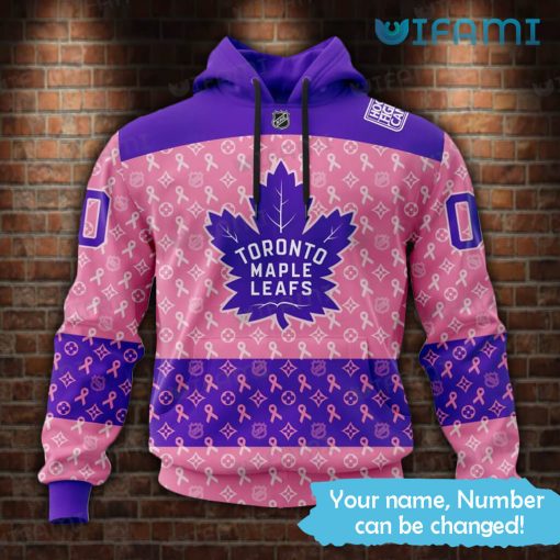 Custom Maple Leafs Hoodie 3D Fight Cancer LV Pattern Toronto Maple Leafs Gift