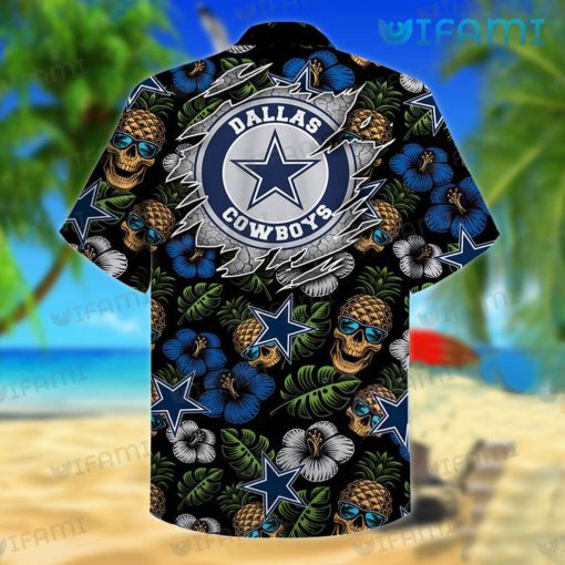 Dallas Cowboys Hawaiian Shirt Pineapple Skull Tropical Leaf Cowboys Gift