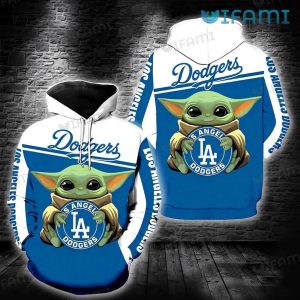 Dodgers Hoodie 3D Baby Yoda Hold Logo Los Angeles Dodgers Gift