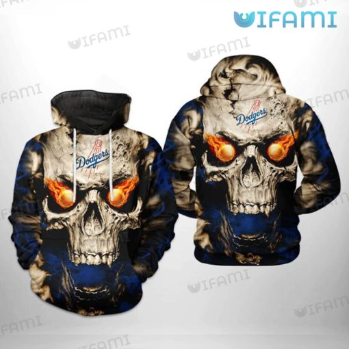 Dodgers Hoodie 3D Skull With Fire Eyes Los Angeles Dodgers Gift