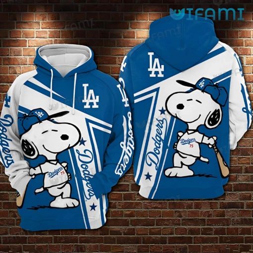 Dodgers Hoodie 3D Snoopy Wearing Hat Los Angeles Dodgers Gift