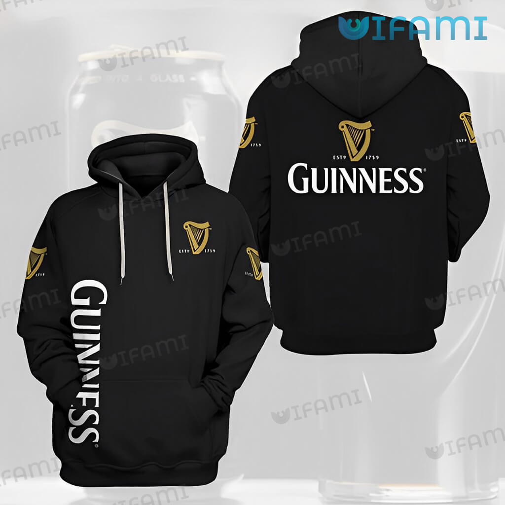Guinness Hoodie 3D Black Classic Guinness Beer Gift