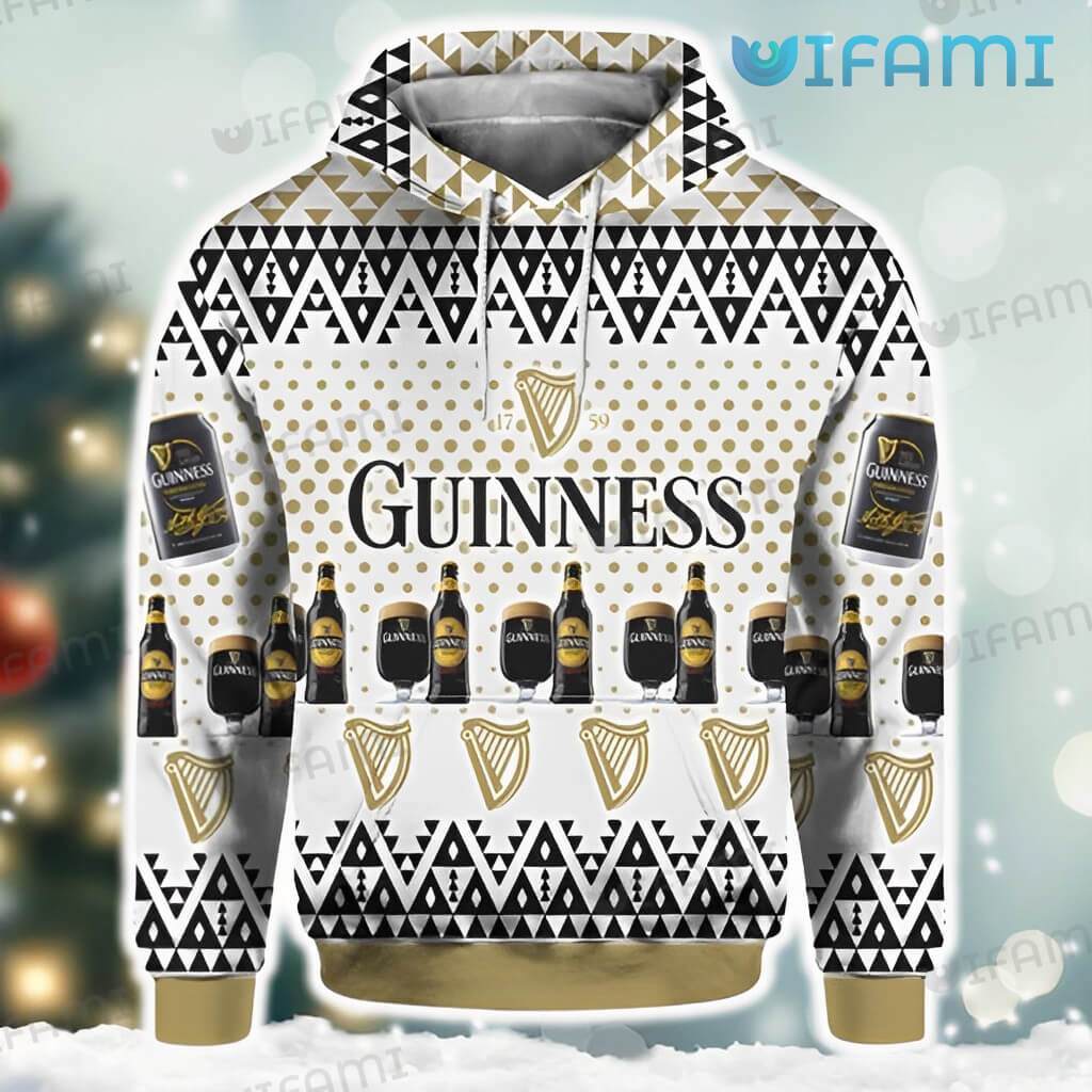Perfect Guinness Christmas Dot Pattern 3D Hoodie Guinness Beer Gift
