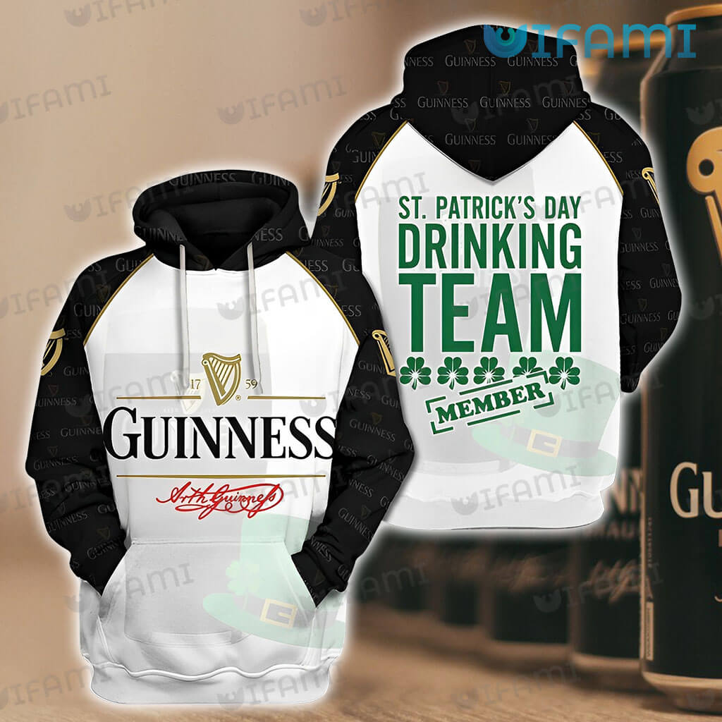 Guinness Hoodie 3D St. Patrick's Day Drinking Team Member Guinness Beer Gift