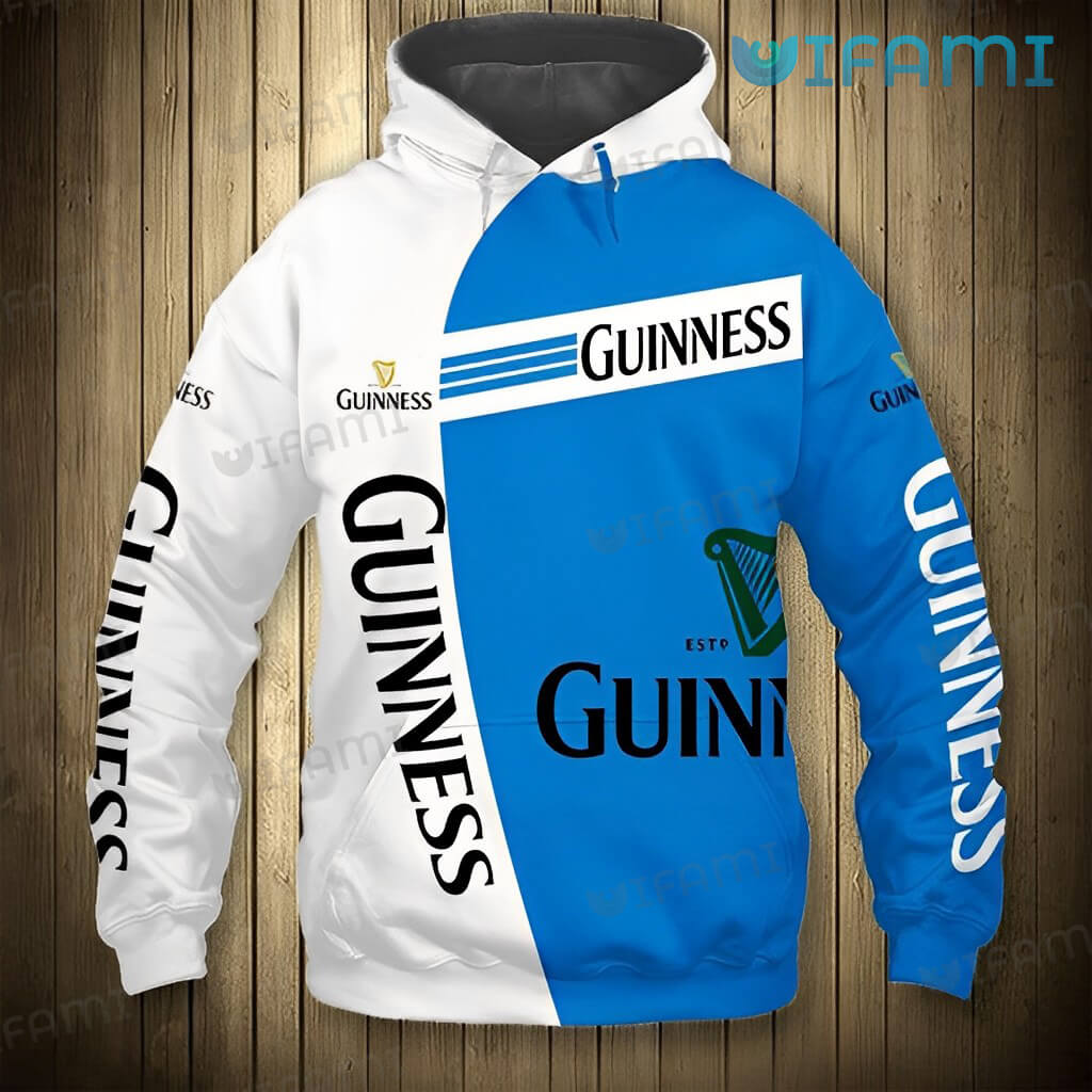 Beautiful Guinness 3D White Mix Blue Hoodie Guinness Beer Gift