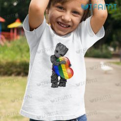 LGBT Shirt Baby Groot Hug Rainbow Heart LGBT Kid Tshirt