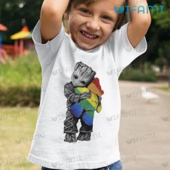 LGBT Shirt Baby Groot Hug Teddy Rainbow LBGT Kid Tshirt