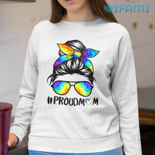 LGBT Shirt Proud Mom Messy Hair Bun LGBT Gift