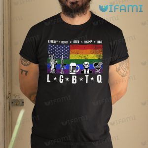 LGBTQ Tshirt Beer BBQ Rainbow USA Flag Liberty Trump Guns LGBTQ Gift