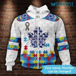 Maple Leafs Hoodie 3D Autism Awareness Support Custom Toronto Maple Leafs Zip Up