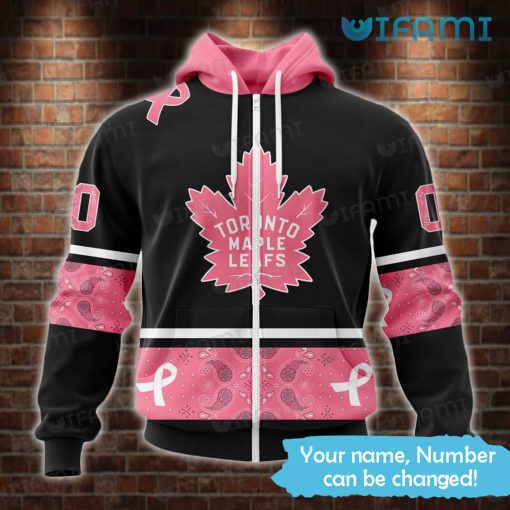 Maple Leafs Hoodie 3D Fight Cancer Pink Paisley Custom Toronto Maple Leafs Gift