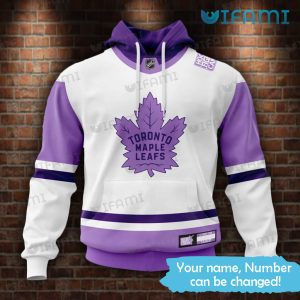 Maple Leafs Hoodie 3D Hockey Fight Cancer Custom Purple Toronto Maple Leafs Gift
