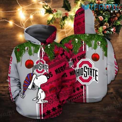 OSU Hoodie 3D Snoopy Merry Christmas Ohio State Buckeyes Gift