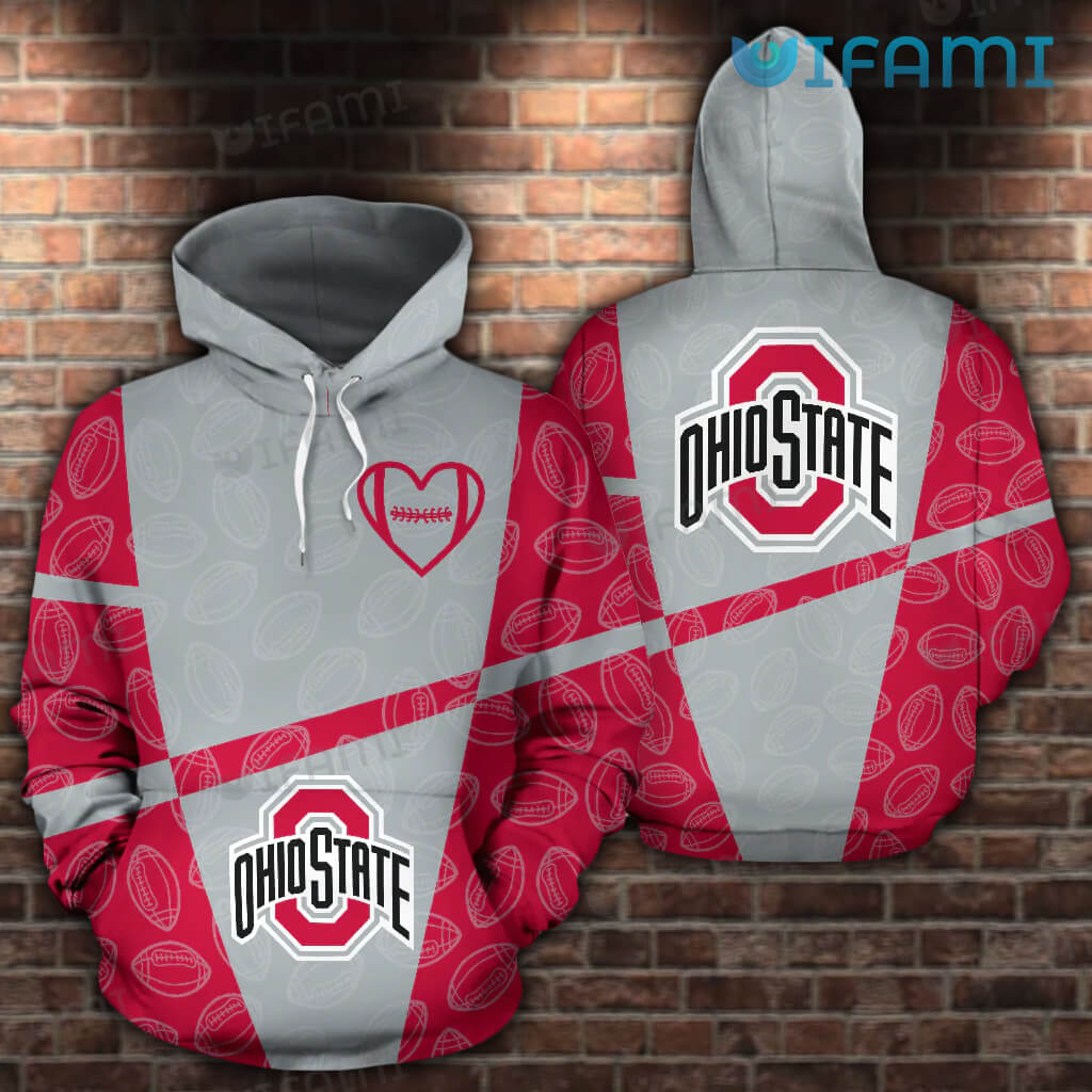 Ohio State Buckeyes Hoodie 3D Heart Football Ohio State Gift
