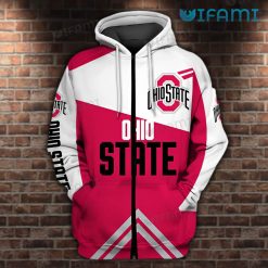 Ohio State Buckeyes Hoodie 3D White Pink Classic Ohio State Zipper For Her