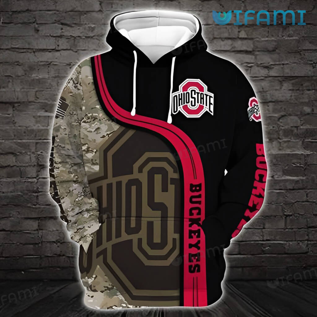 Ohio State Hoodie 3D Black Mix Camouflage Ohio State Buckeyes Gift