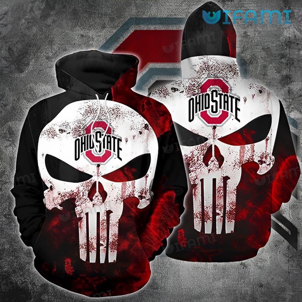 Ohio State Hoodie 3D Punisher Skull AOP Ohio State Buckeyes Gift