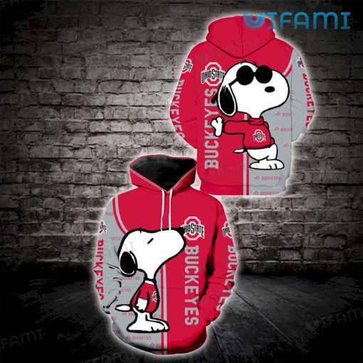 Ohio State Hoodie 3D Snoopy Kiss Logo Ohio State Buckeyes Gift