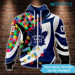 Personalized Maple Leafs Hoodie Autism Support AOP Toronto Maple Leafs Zipper