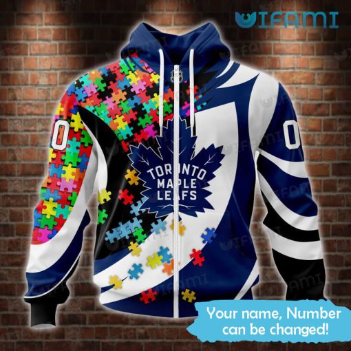 Personalized Maple Leafs Hoodie Autism Support AOP Toronto Maple Leafs Gift