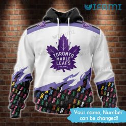 Personalized Maple Leafs Hoodie Cancer Support AOP Maple Leafs Gift