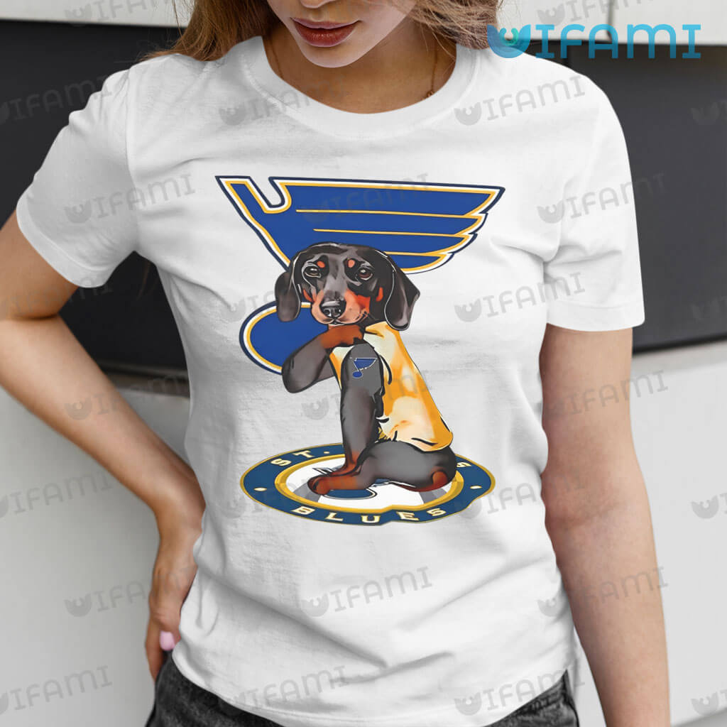 Dachshund dogs St. Louis Blues and St. Louis Cardinals shirt