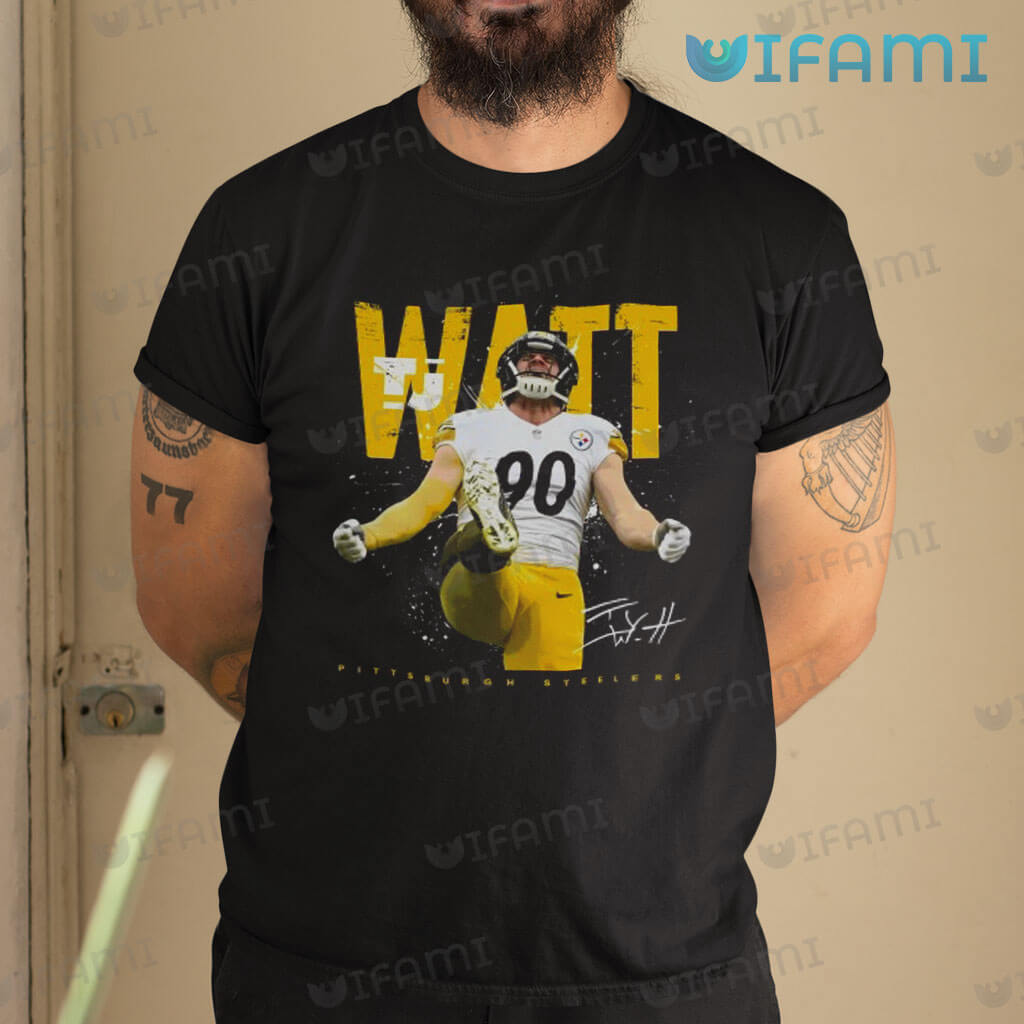 TJ Watt Shirt Splatter Pattern Signature Pittsburgh Steelers Gift