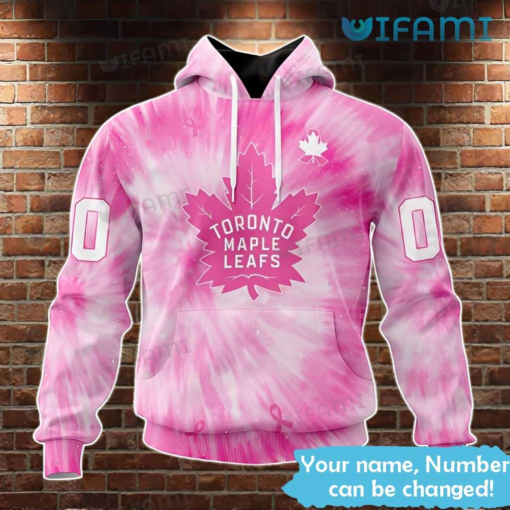 Toronto Maple Leafs Hoodie 3D Breast Cancer Pink Tie Dye Custom Maple Leafs Gift