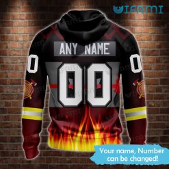 Toronto Maple Leafs Hoodie 3D Firefighter Flame Custom Maple Leafs Present Back