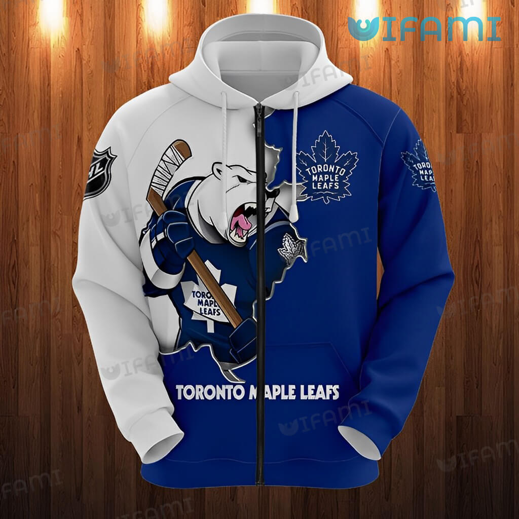Toronto Maple Leafs Hoodie 3D Mascot Carlton The Bear Maple Leafs Gift