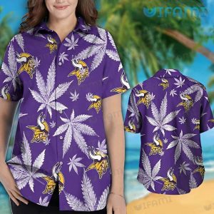 Vikings Hawaiian Shirt Cannabis Leaves Minnesota Vikings Gift