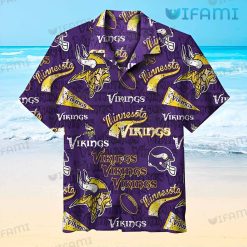Vikings Hawaiian Shirt Football Helmet Logo Pattern Minnesota Vikings Gift