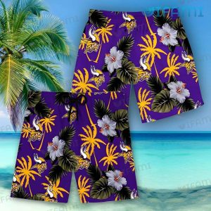 Vikings Hawaiian Shirt Hibiscus Tropical Leaves Minnesota Vikings Gift