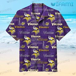 Vikings Hawaiian Shirt Purple Logo Pattern Minnesota Vikings Gift